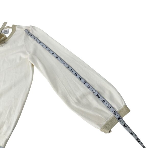 George Womens XL(16-18) Button Up Cardigan Sweater Vanilla Dream With Bow Detail - Picture 7 of 13